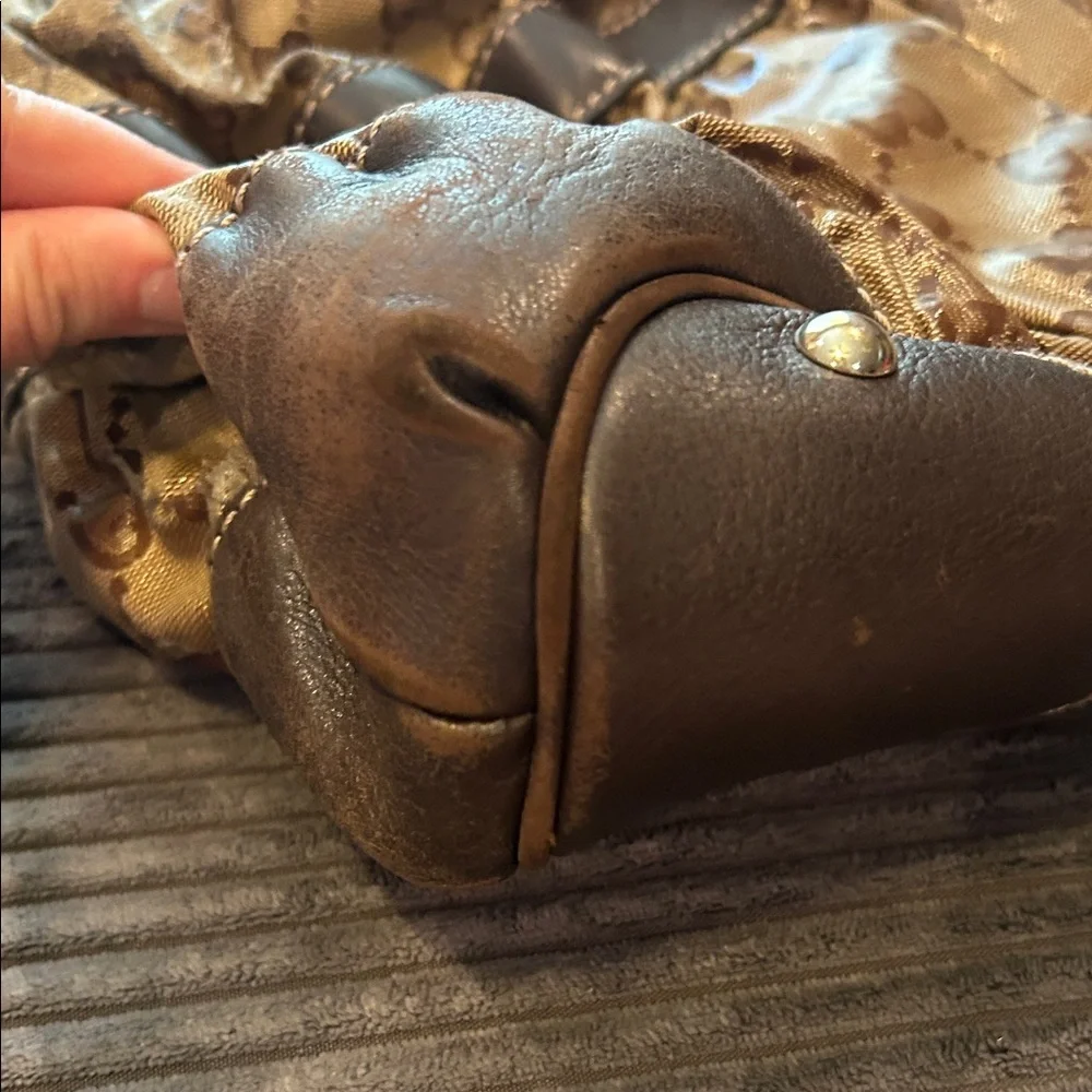 Gucci Crystal Tan & Dark Brown Monogram Hobo Shoulder Bag - Picture 4 of 16